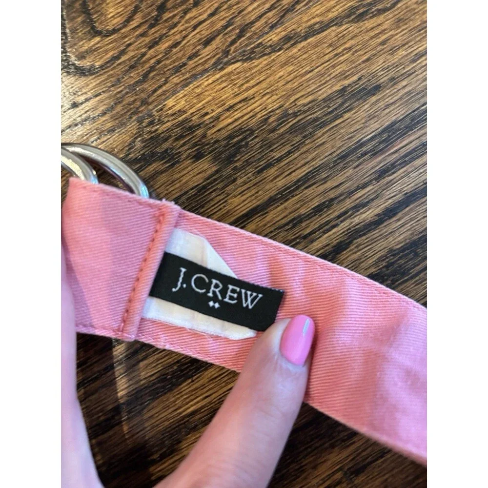 J.Crew Pink Starfish Embroidered D-Ring Canvas Belt S/M Coastal Beach Preppy 41” - Picture 5 of 9